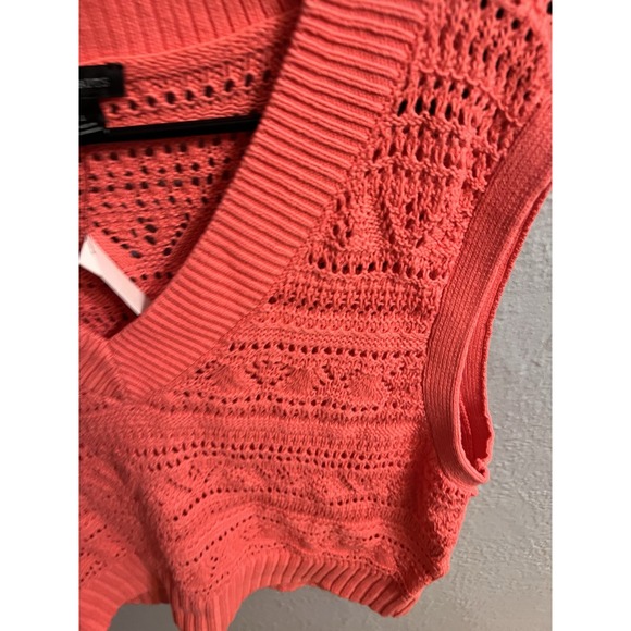 Talbots Cotton Crochet Sleeveless Sweater Vest Size  Large Coral Color Womens - Picture 4 of 9